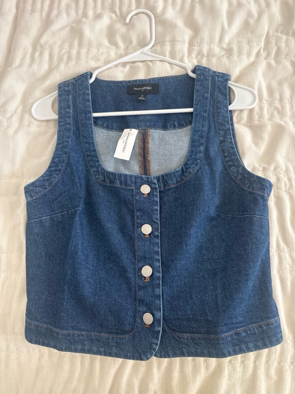 Banana Republic Blue Denim Button-Front Vest
